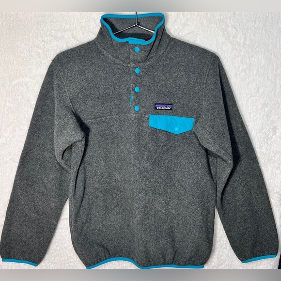 Patagonia Tops - Patagonia Synchilla Grey Sweater with Teal Details